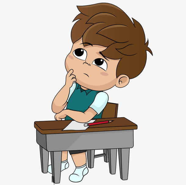 卡通认真思考的孩子免抠