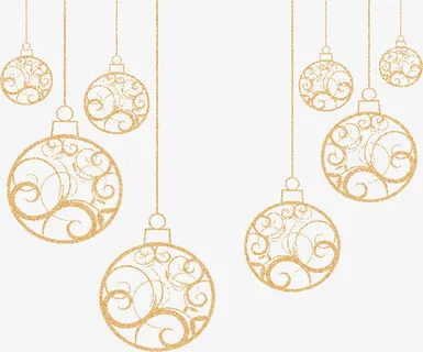复古金色节日挂饰小球免抠