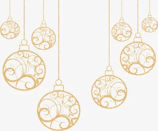 复古金色节日挂饰小球免抠