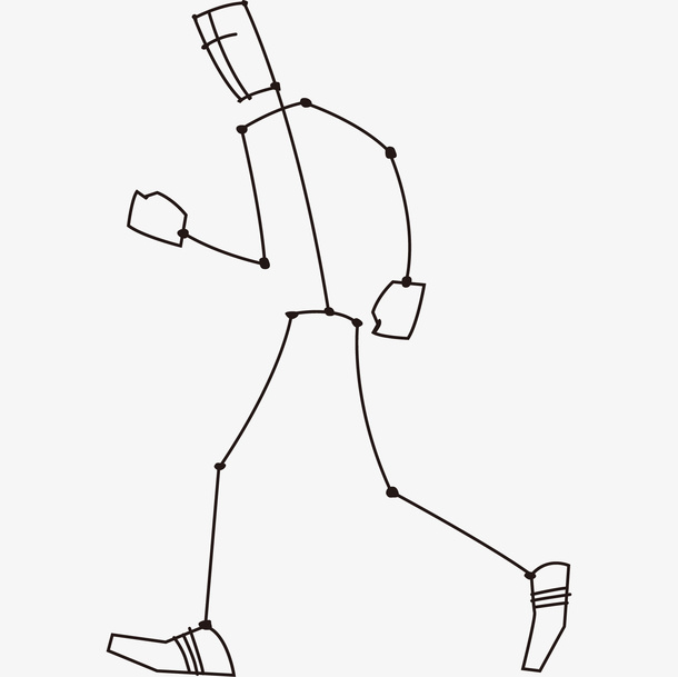 线描火柴人跑步免抠