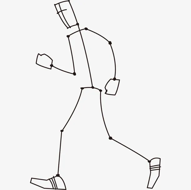 线描火柴人跑步免抠