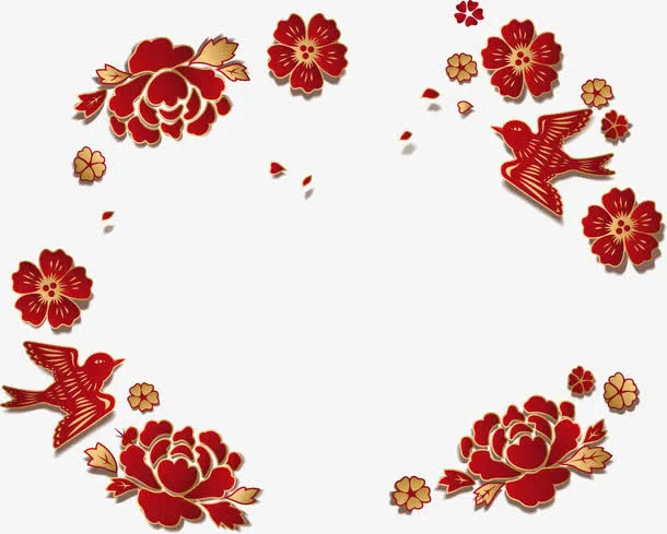 3d立体花朵框架免抠