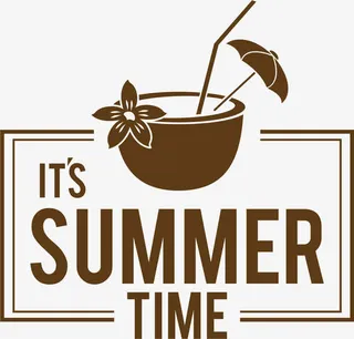 咖啡色简约夏日椰汁免抠