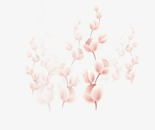 婚礼粉色桃花枝免抠