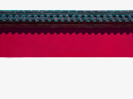 红色中国风屋檐装饰图案免抠