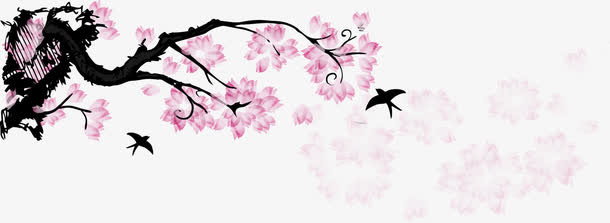 矢量水墨梅花免抠