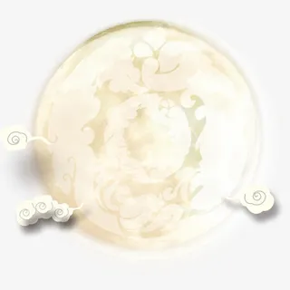 中式祥云创意月亮手绘免抠