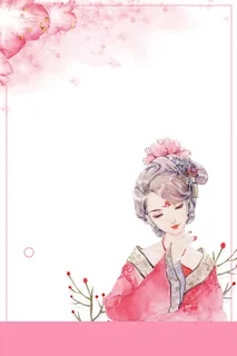 粉色手绘唯美女生节花瓣古风少女背景高清 粉色手绘唯美女生节花瓣古风少女背景高清