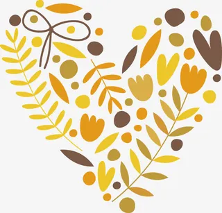 树叶拼图爱心免抠