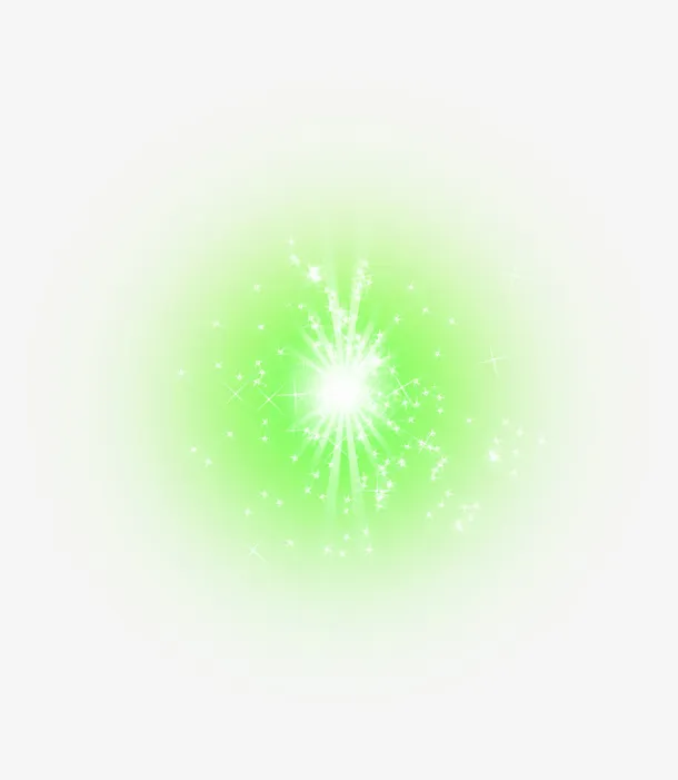 绿色星光光芒效果元素免抠