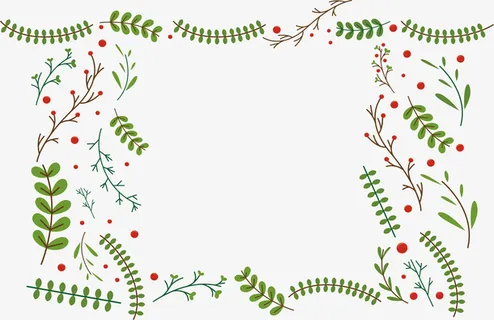 漂浮的冬日树枝花纹边框免抠