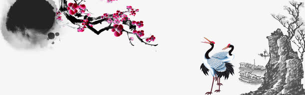 中国风仙鹤图免抠