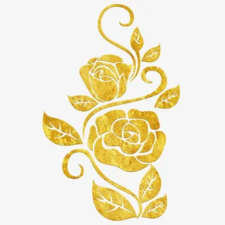 国潮风描金玫瑰免抠