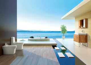 露天家居浴室浴缸背景高清