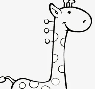 黑色简画长颈鹿免抠