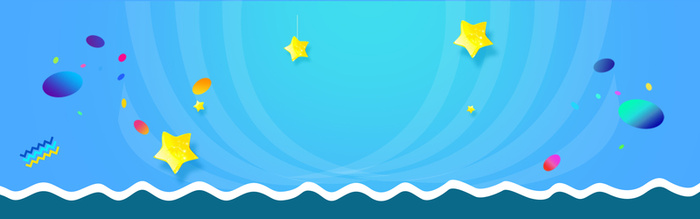 蓝色几何扁平云层星星彩点波浪线高清