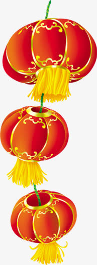 手绘新年花纹灯笼装饰免抠