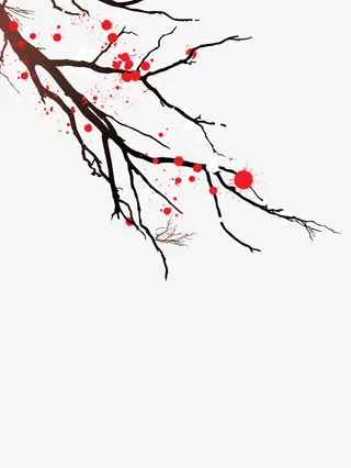 创意水墨梅花免抠
