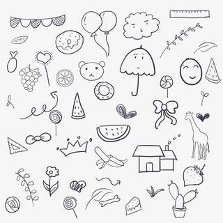 手绘卡通简笔画免抠