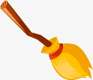 矢量金色魔法扫帚免抠