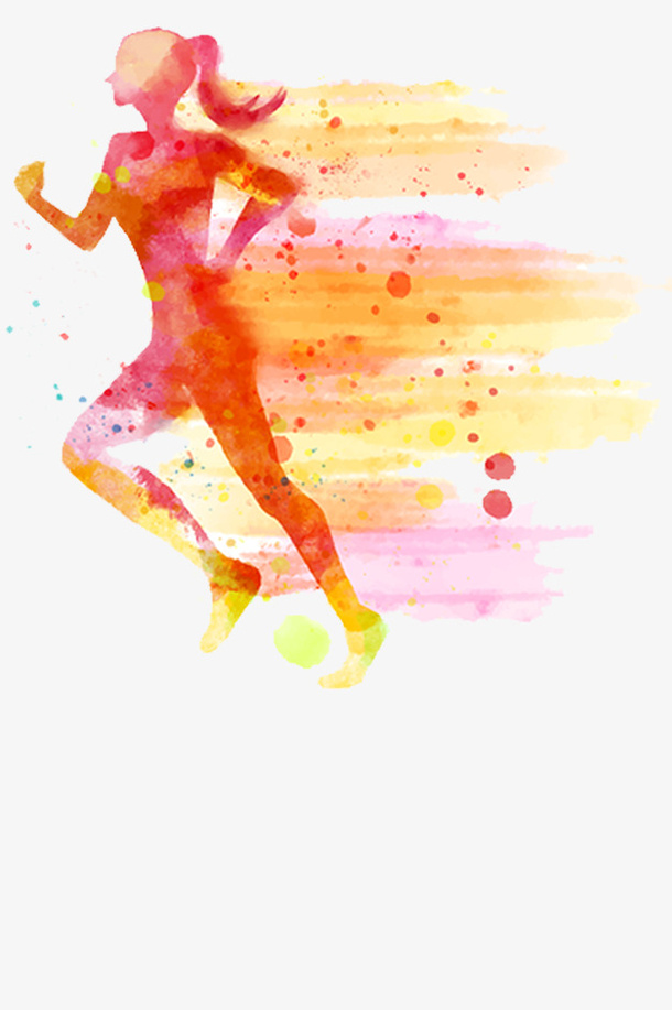 炫彩人物插图跑步马拉松的女孩免抠