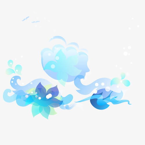 蓝色花卉免抠