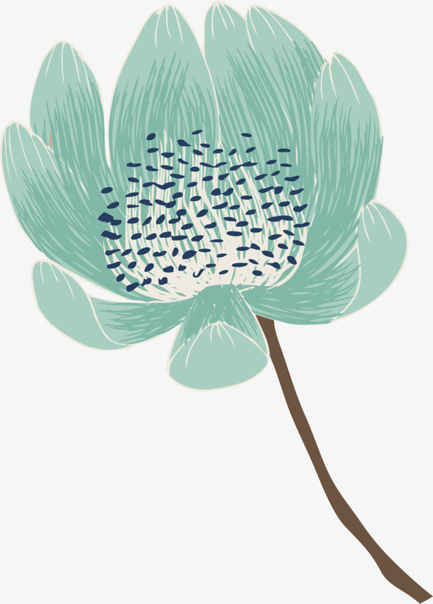 春暖花开手绘绿色花朵免抠