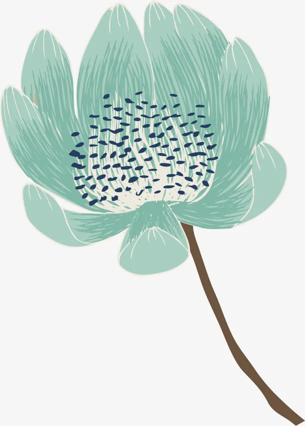 春暖花开手绘绿色花朵免抠