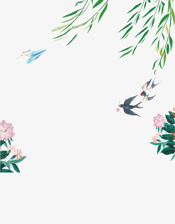 清新手绘创意春季海报设计免抠