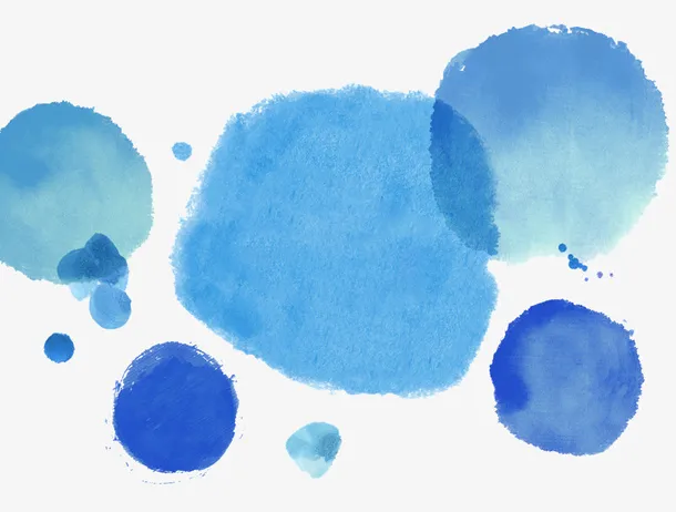 蓝色水彩图案装饰免抠