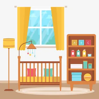 矢量扁平化平宝宝房间免抠