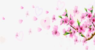 创意合成水彩春天的桃花免抠