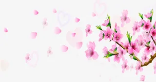 创意合成水彩春天的桃花免抠