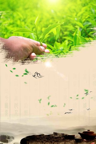 中国风水墨下午茶宣传海报背景模板高清