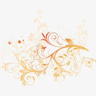 渐变金黄花纹装饰免抠