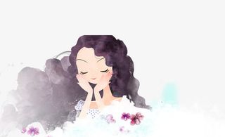 38女神节小清新手绘女孩创意背景