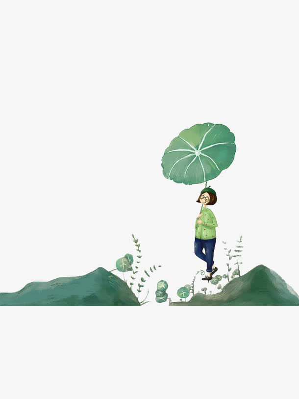 手绘积雪草免抠