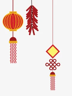 新年红色灯笼鞭炮免抠