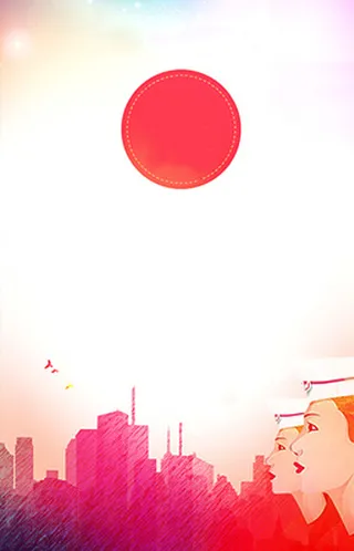 渐变手绘护士节海报背景图高清