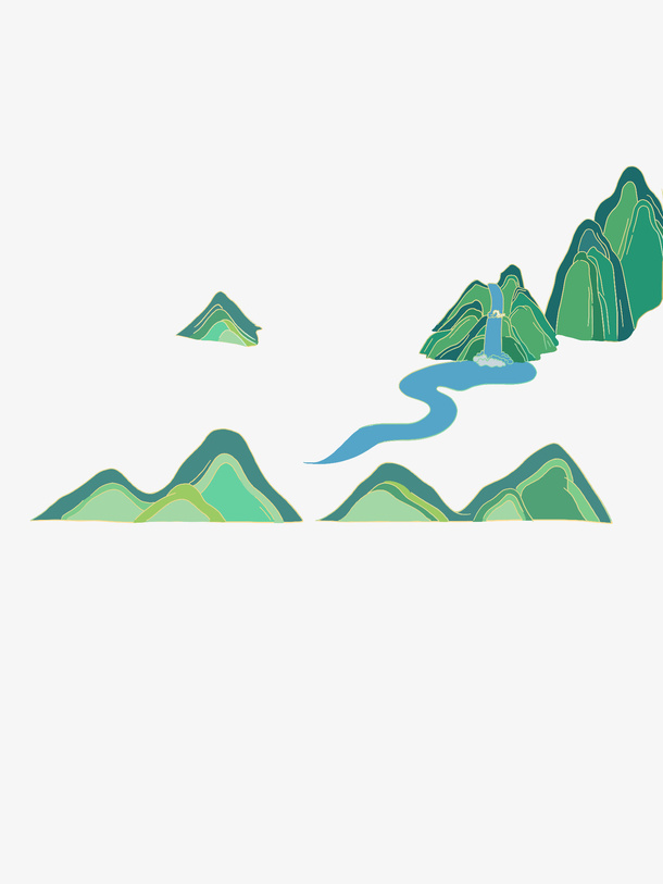中国风山水插画部分免抠