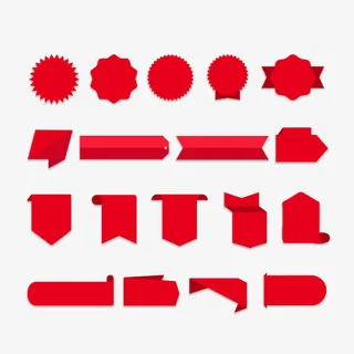 几何促销红色底框免抠