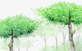 春天绿色大树素材免抠