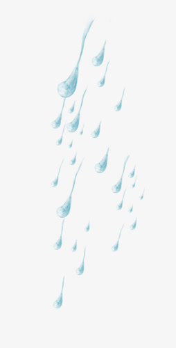 飘落的蓝色雨水免抠