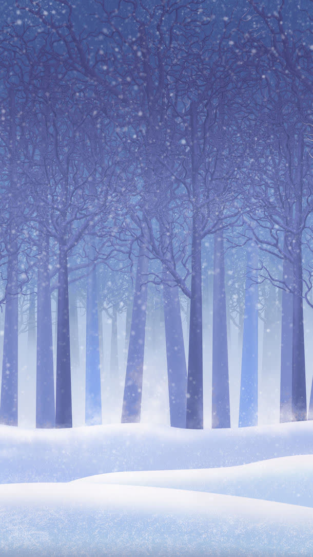 树林雪地免抠