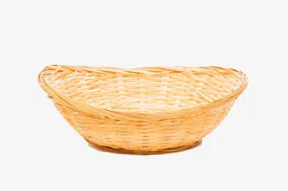 元宝形木质手工篮子免抠