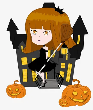 万圣节南瓜小女巫免抠