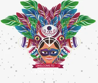 彩色羽毛头饰巴西女郎免抠