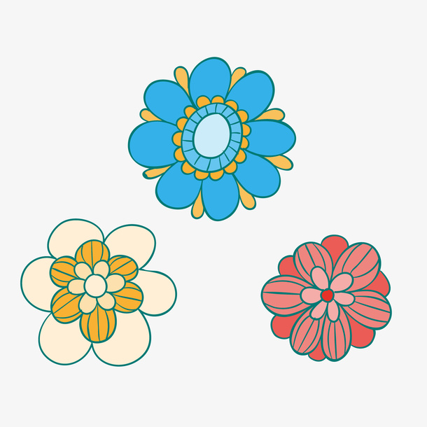 卡通彩色花朵矢量图免抠