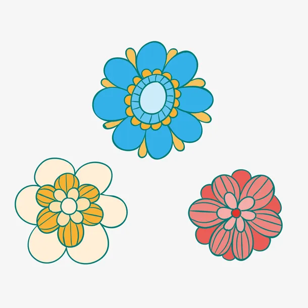 卡通彩色花朵矢量图免抠