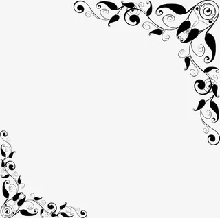 黑色简洁优雅藤蔓装饰风格对角花免抠